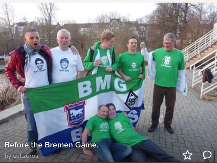 Cult Zeros custom made Ipswich Town t-shirts on tour in Bremen